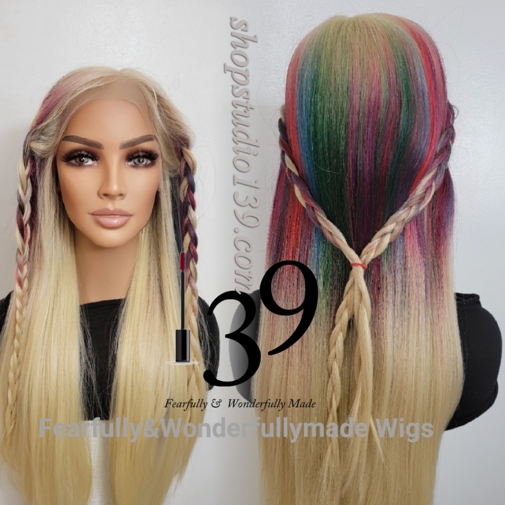 Blonde human hair HD lace rainbow 🌈 wig